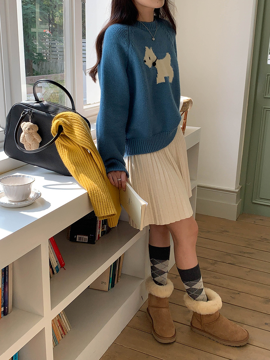 3th Morning North Island Park Korean Style Youthful Dog Embroidered Round Neck Pullover Sweater ZY2381 pic 31