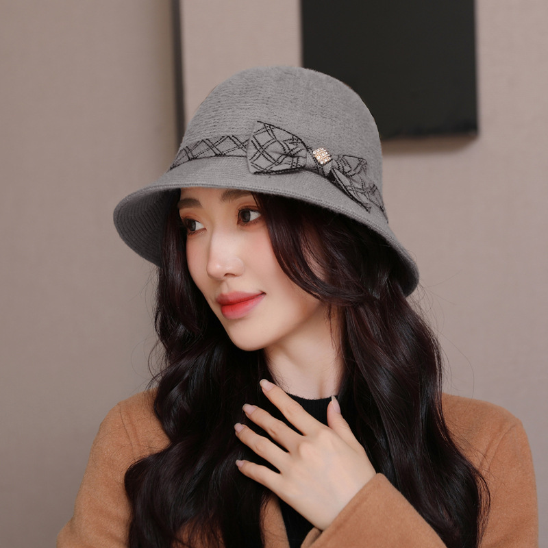 秋冬渔夫帽子女复古可折叠盆帽赫本风优雅保暖针织帽简约文艺礼帽详情7