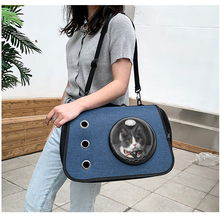 外出新款便携单肩背包手提透明宠物折叠猫咪狗狗太空舱透气外带详情23