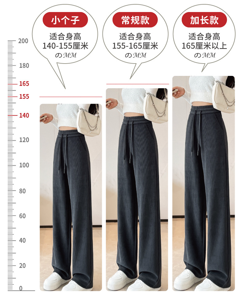 150-240斤胖MM大码女裤欧棉绒秋季高腰窄版阔腿裤垂坠感休闲裤子详情11