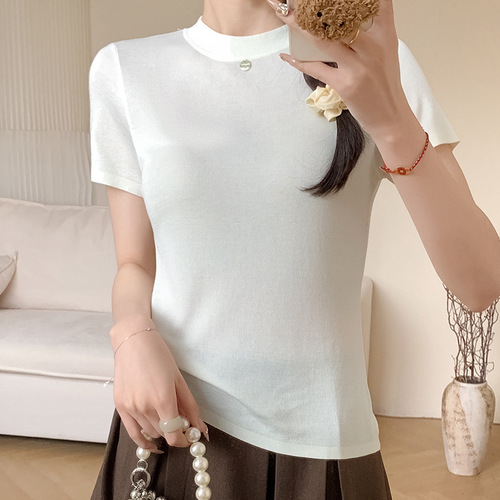 极简风含桑蚕丝直筒针织裤女春夏新品休闲窄版阔腿裤女醋酸拖地裤详情6