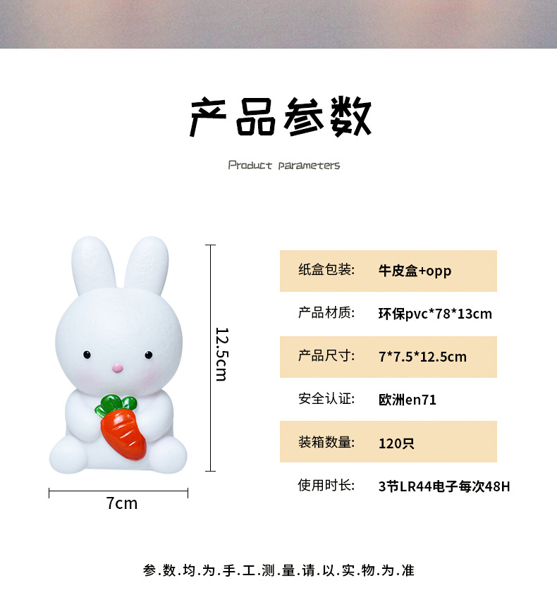 创意卡通可爱兔子小夜灯儿童卧室床头夜用台灯夜市地摊灯饰批发详情6