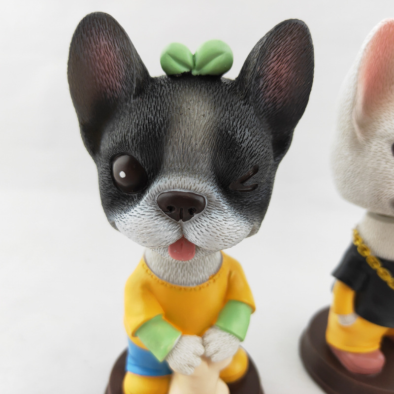 树脂摇头狗工艺品摆件 酷狗汽车摆件弹簧摇摆法斗详情12