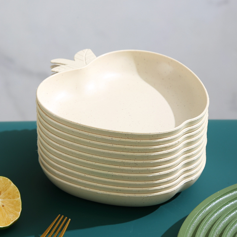 Wheat straw creative apple plates, household plastic fruit dessert, nut and vegetable plates, gift wholesale pic 28