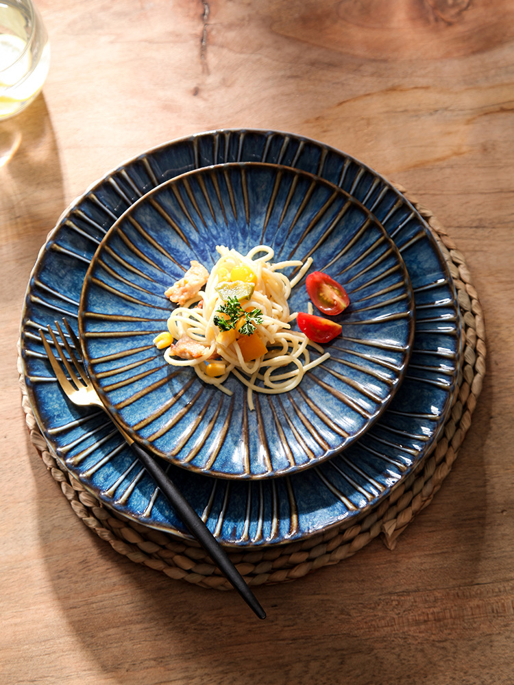 新款北欧创意碗碟陶瓷盘浮雕家用个性复古餐厅果盘餐具面盘详情4