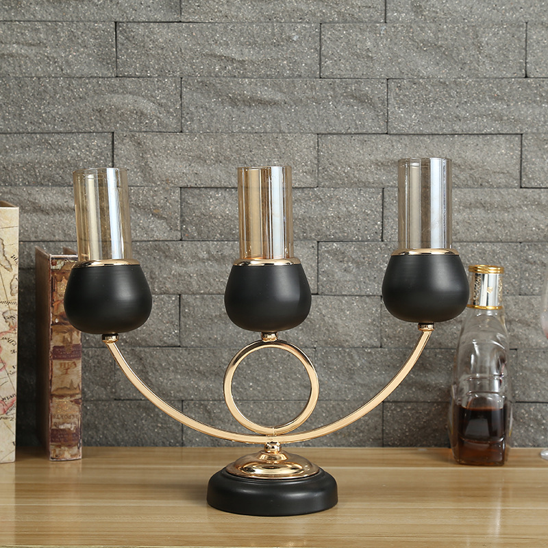 European-style luxurious metal candlestick model room hotel soft decoration items, candlelight dinner table decoration props pic 3