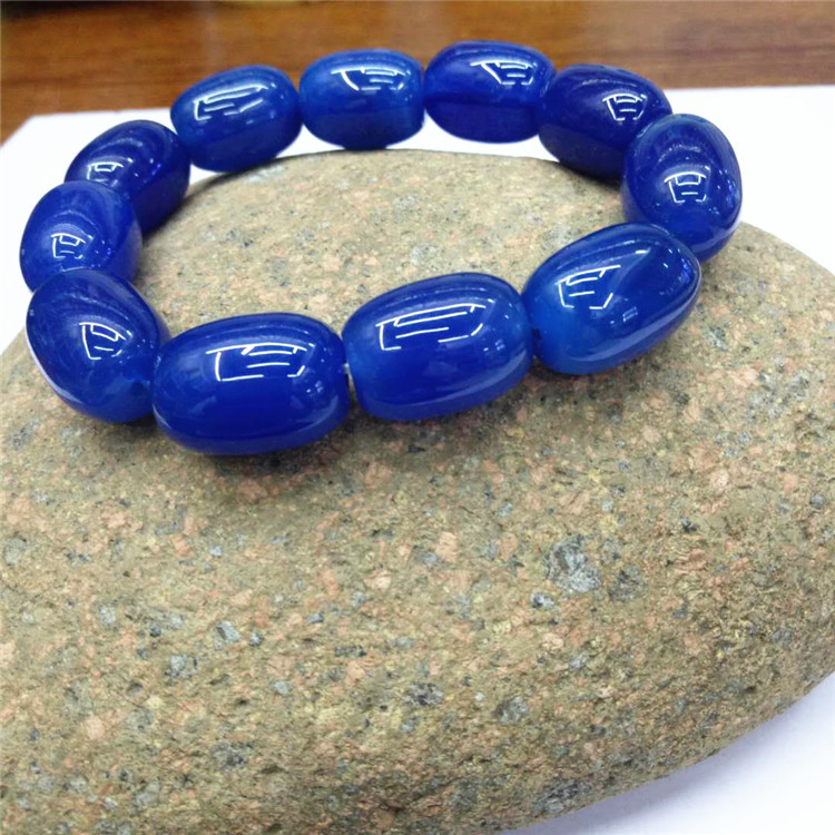 The new popular jewelry, natural blue agate bucket bead bracelet, DIY drum bead and natural stone bracelet, is selling well pic 3