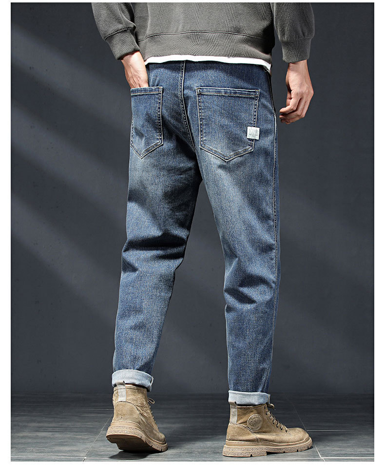 春秋季潮牌牛仔裤男士黑灰色直筒小脚经典耐磨显瘦百搭休闲长裤子详情18