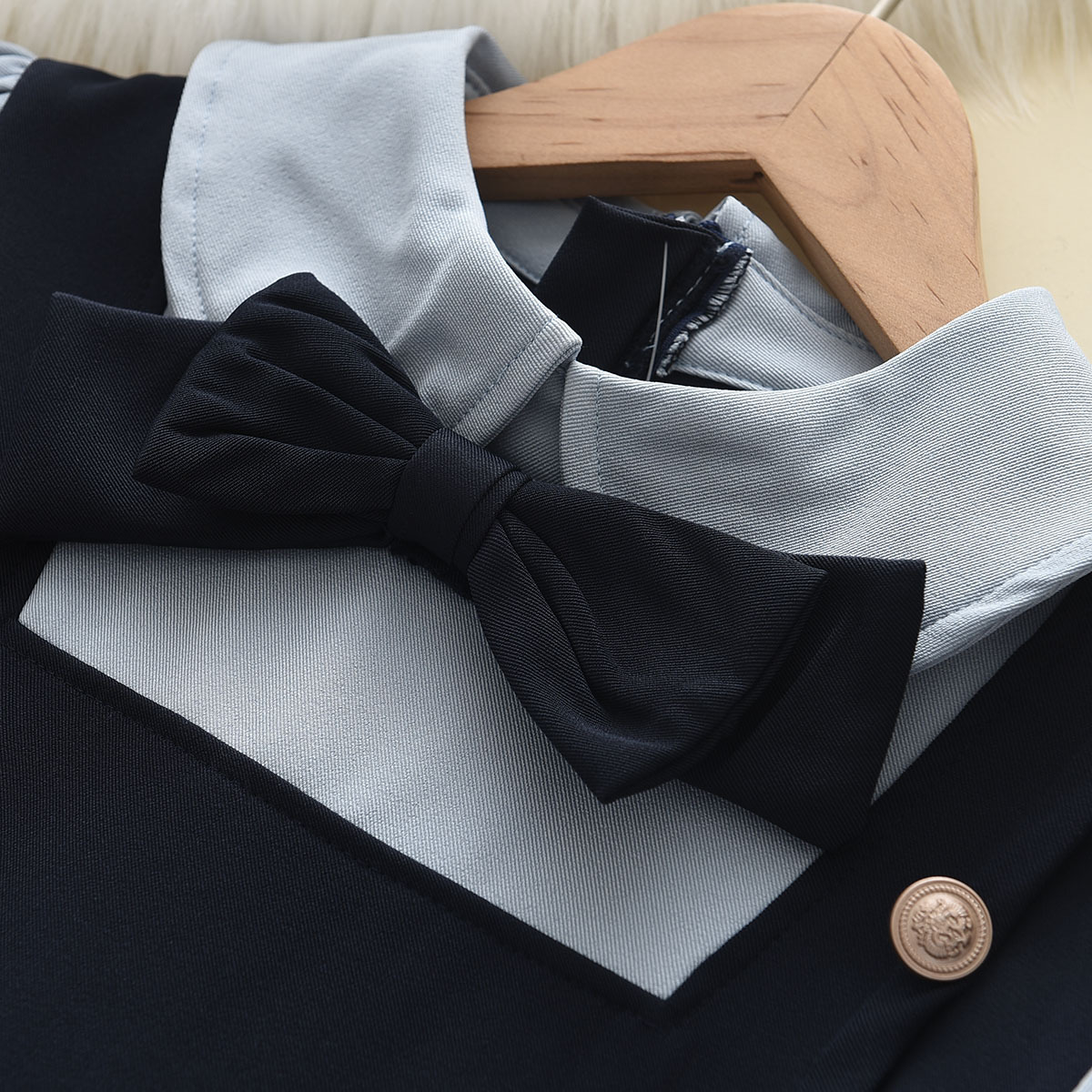 女童公主裙学院风秋季新款裙子衬衫儿童2024假两件连衣裙幼儿园详情3