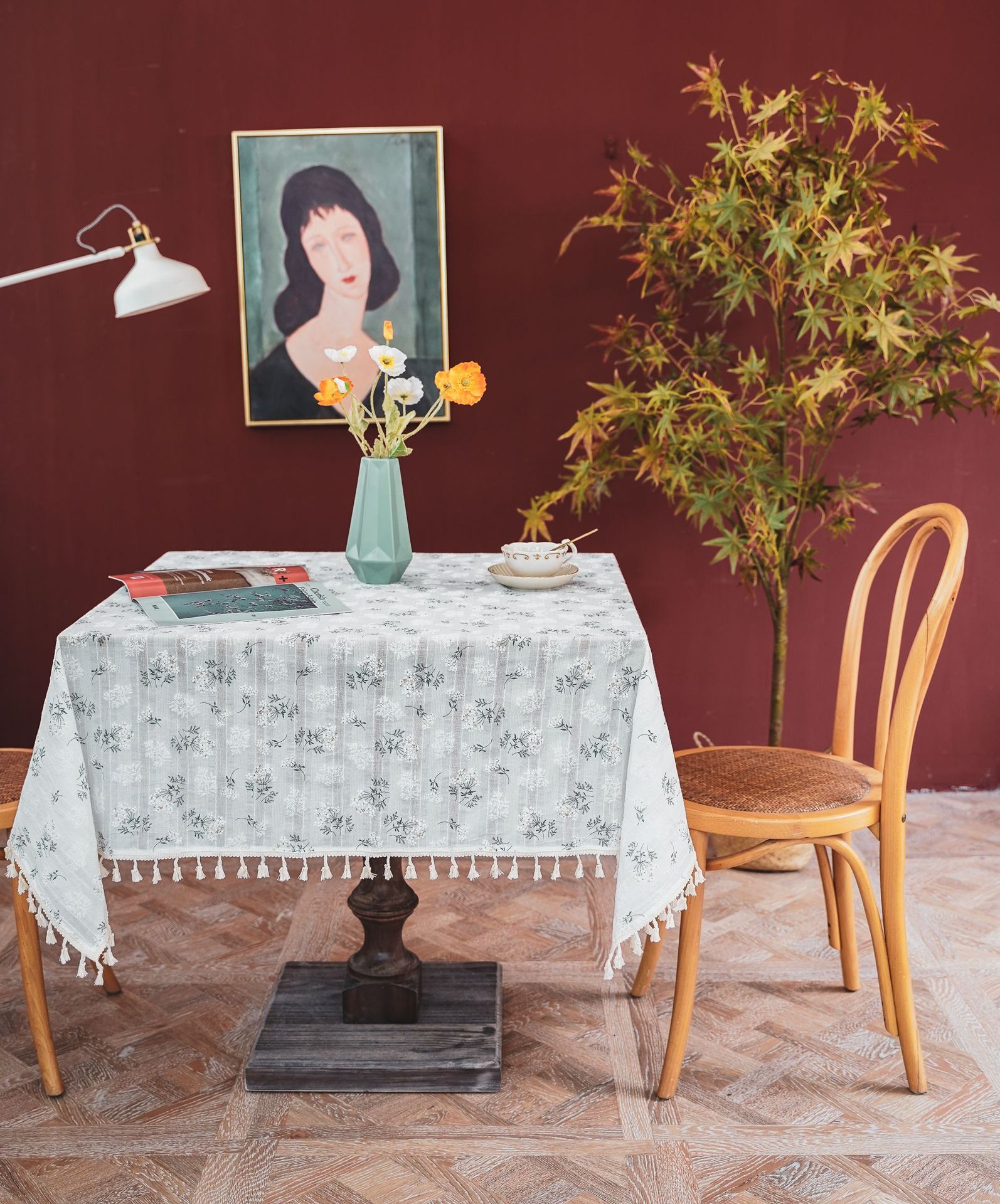 Fresh and clean cross-border tablecloth ins lilac flower fragments garden cotton and linen tablecloth fabric American decoration Amazon picnic cloth pic 28