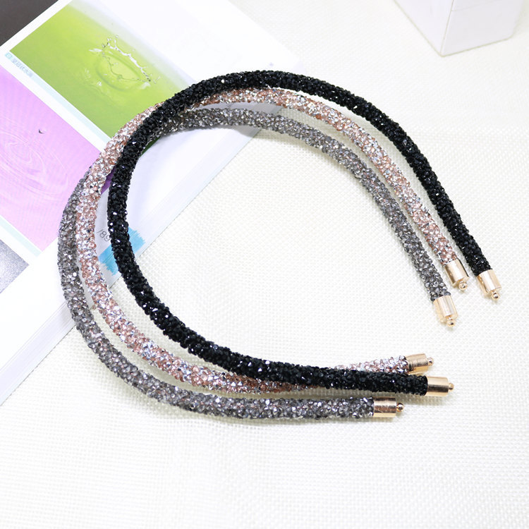 Cross-border hair accessories: Korean style slender water diamond super sparkling hair band, versatile, elegant and simple headband hair clip pic 17