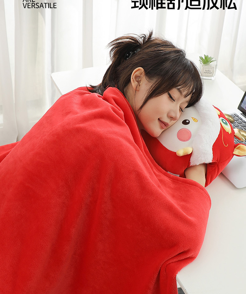 龙年吉祥物暖手捂抱枕毯二合一新年礼物多功能抱枕被公司年会礼品详情10