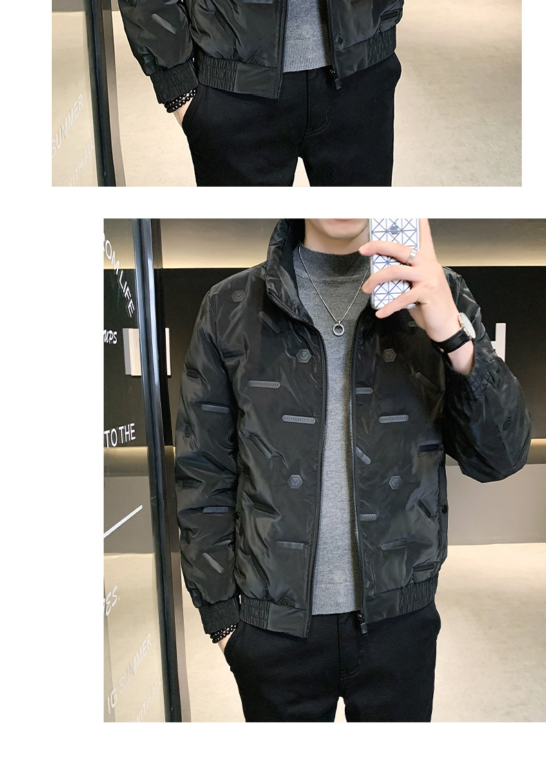 品质男士冬款羽绒服加绒加厚保暖亮面免洗韩版修身百搭羽绒服男详情16