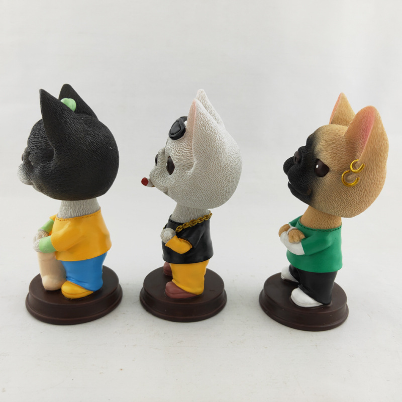 树脂摇头狗工艺品摆件 酷狗汽车摆件弹簧摇摆法斗详情14