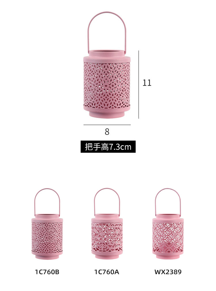 仿古批发新款铁艺复古烛台创意镂空灯笼蜡烛杯桌面电镀中国风摆件详情4