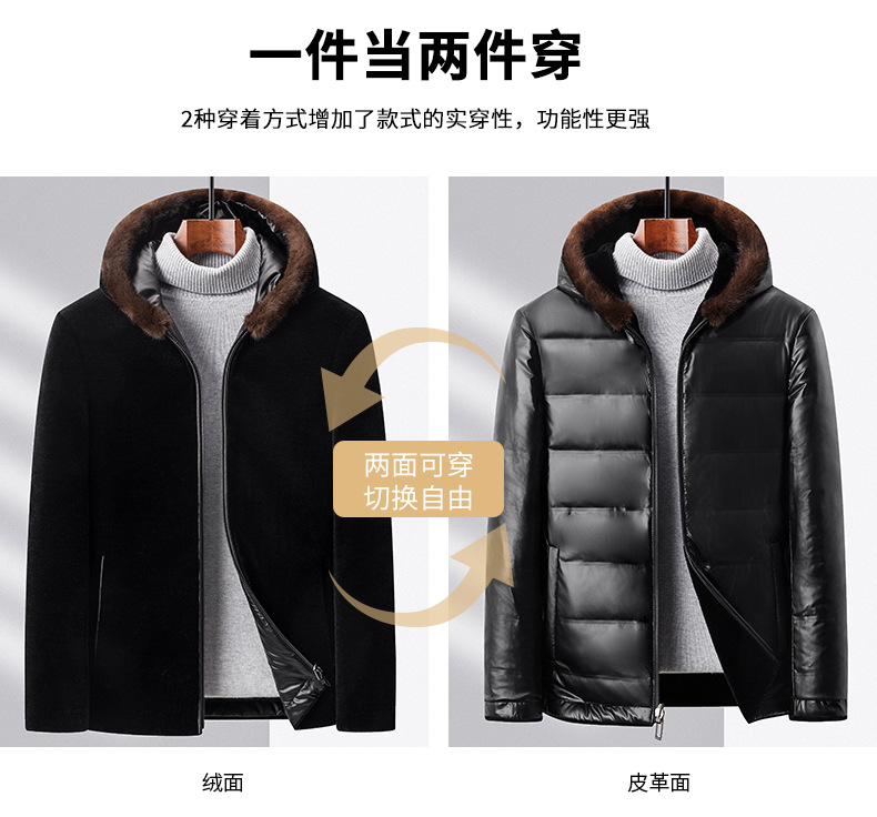 2023冬新款男士羊剪绒外套 双面羽绒内胆连帽夹克 一件代发AM8932详情10