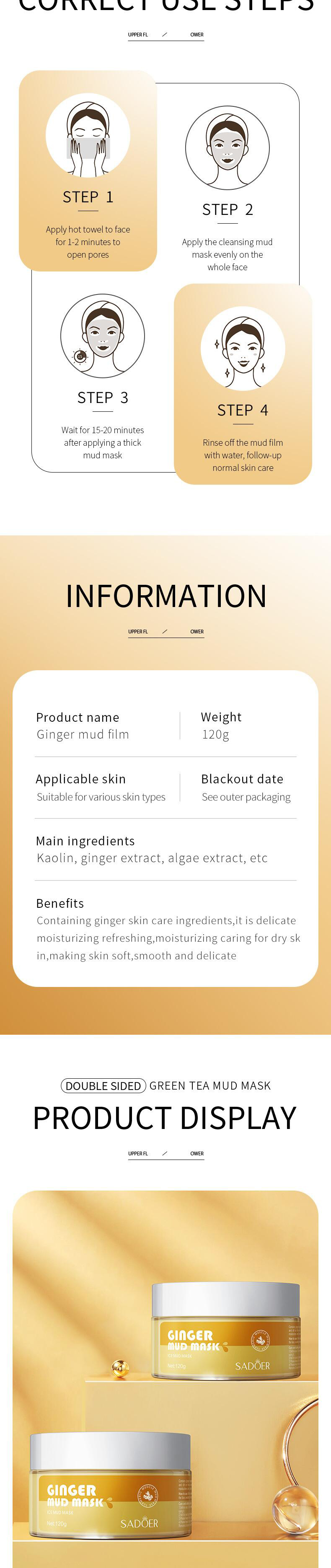 All-english SADOER Cleansing Mask 100g Cranberry, ginger and green tea application type cross-border export wholesale pic 8