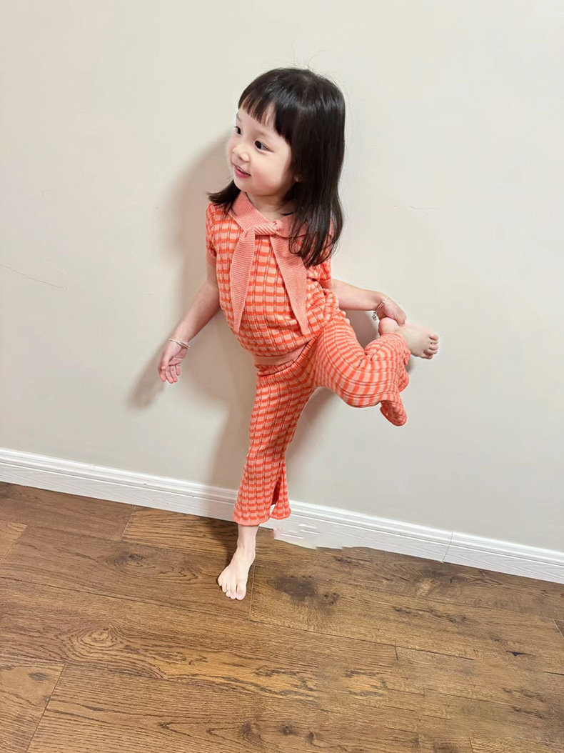 knit planet女童领结上衣镂空喇叭裤套装夏季薄款莫代尔棉针织衫详情11