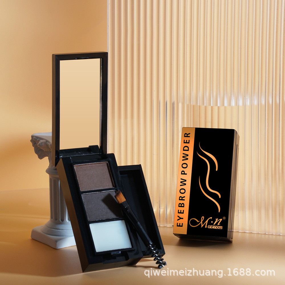 Menow Goddess Three-dimensional Eyebrow Powder Tray with three compartments is waterproof, sweat-proof and does not fade easily. The eyebrow pencil and eyebrow wax have a long-lasting shaping effect pic 13