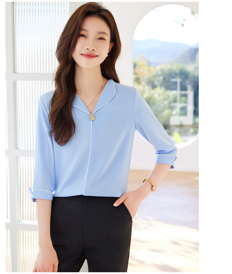 白色衬衫女中袖时尚气质夏季2024新款职业衬衣女小清新白领上班族详情13