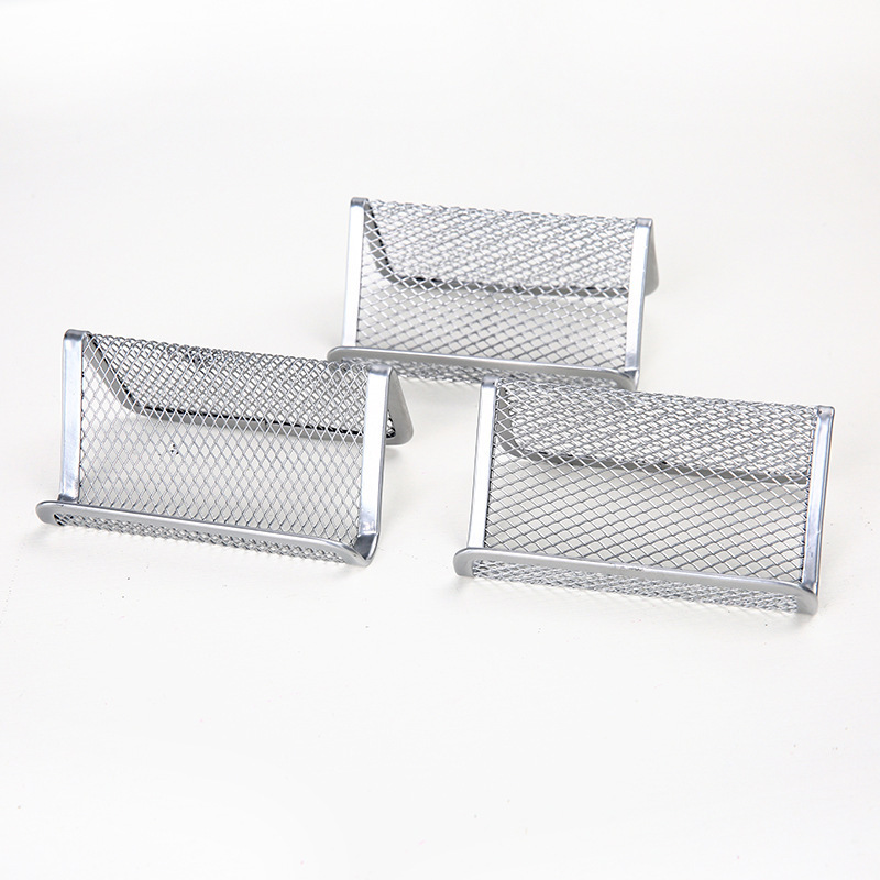 Wholesale of hotel front desk iron anti-rust business card holders, office and business business card boxes, and black metal wire mesh business card racks pic 4