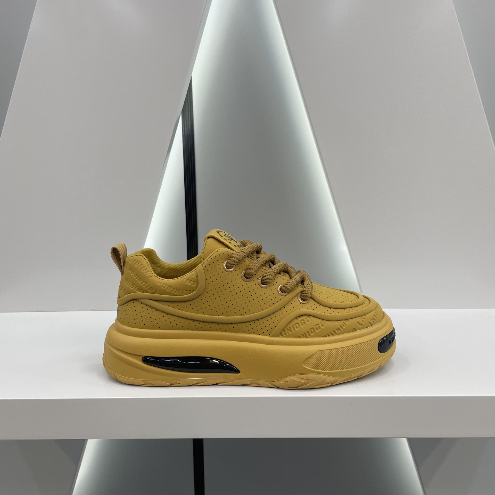 秋季新款男鞋系带低帮跑步鞋潮流鞋子增高印花时尚透气老爹鞋软底详情31