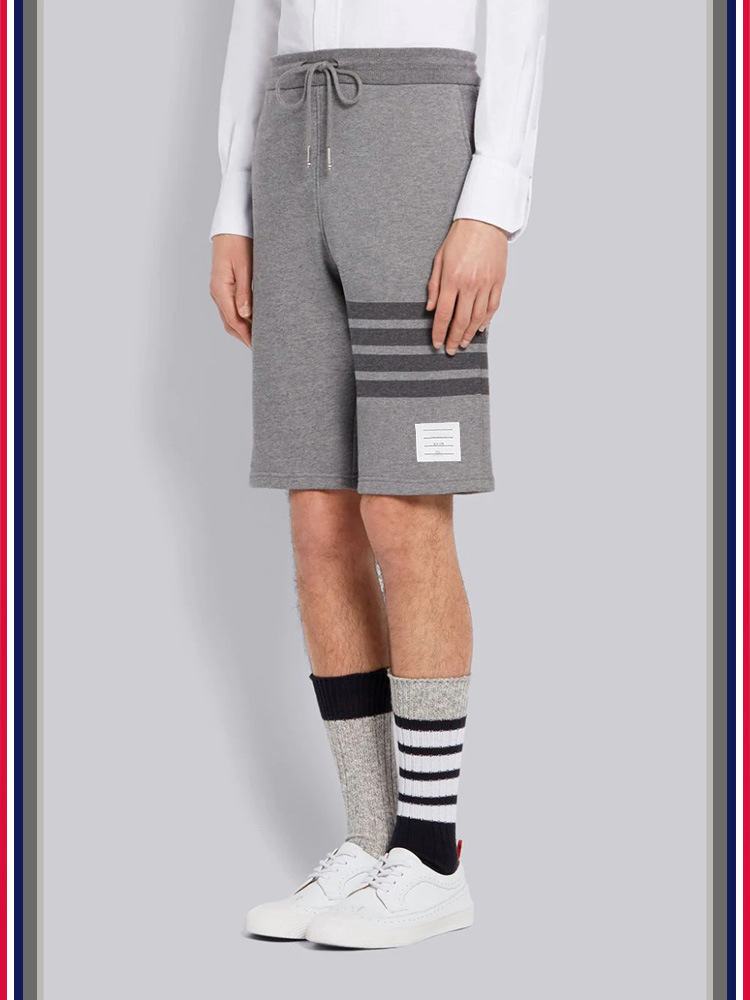 TB teñido teñido cuatro barras rayas moda hombre verano moda pantalones de algodón moda marca pantalones medios pantalones deportivos pantalones casuales hombres pic 31