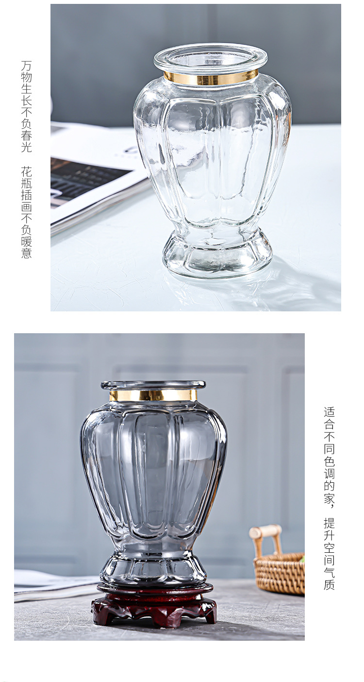 The manufacturer sells modern and simple imitation ceramic glass wide-mouthed fresh dried flower vases and creative living room ornaments pic 7
