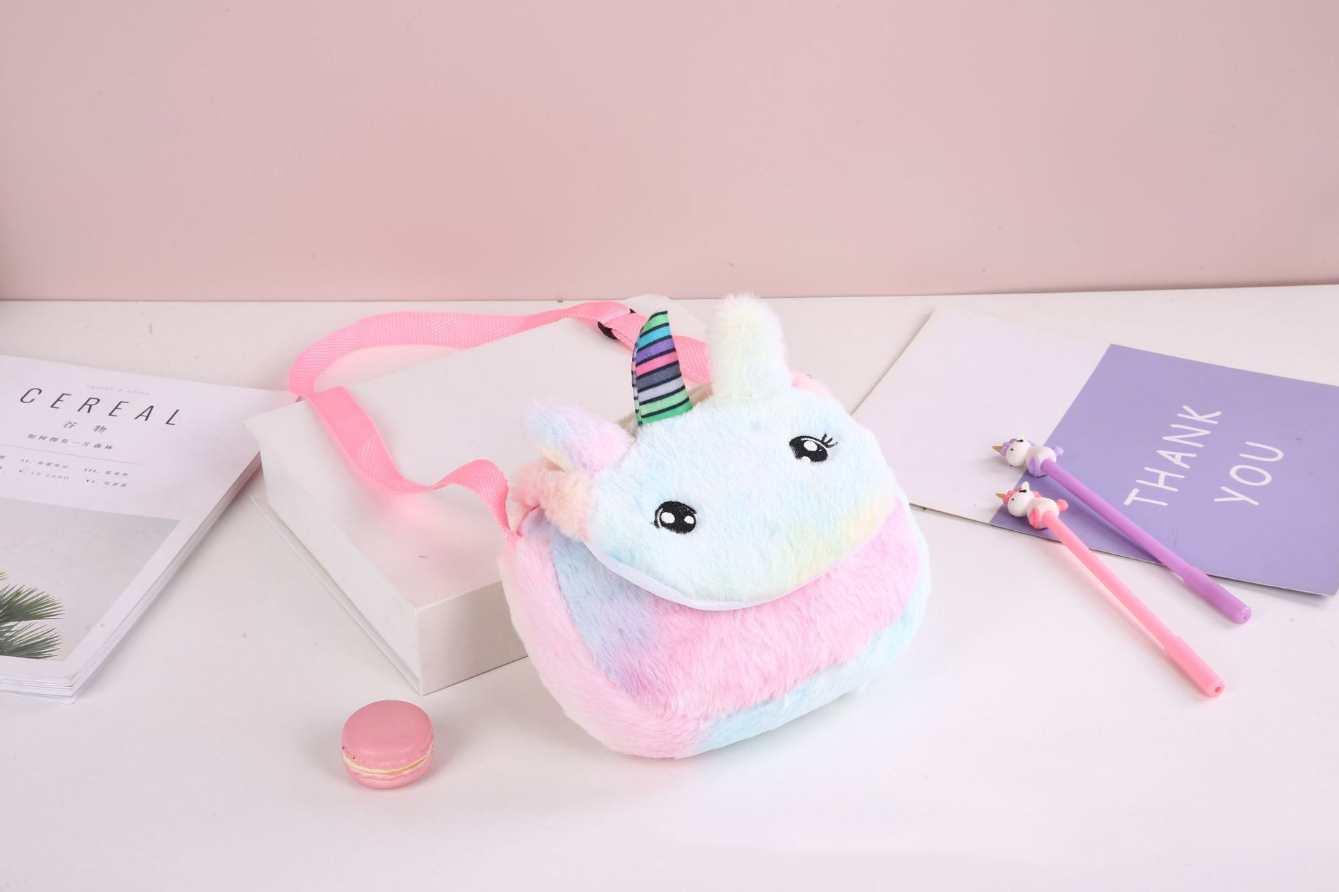A popular little princess plush unicorn single-shoulder crossbody bag, a cute little schoolbag with a childlike and girlish heart, and a cartoon coin purse pic 8