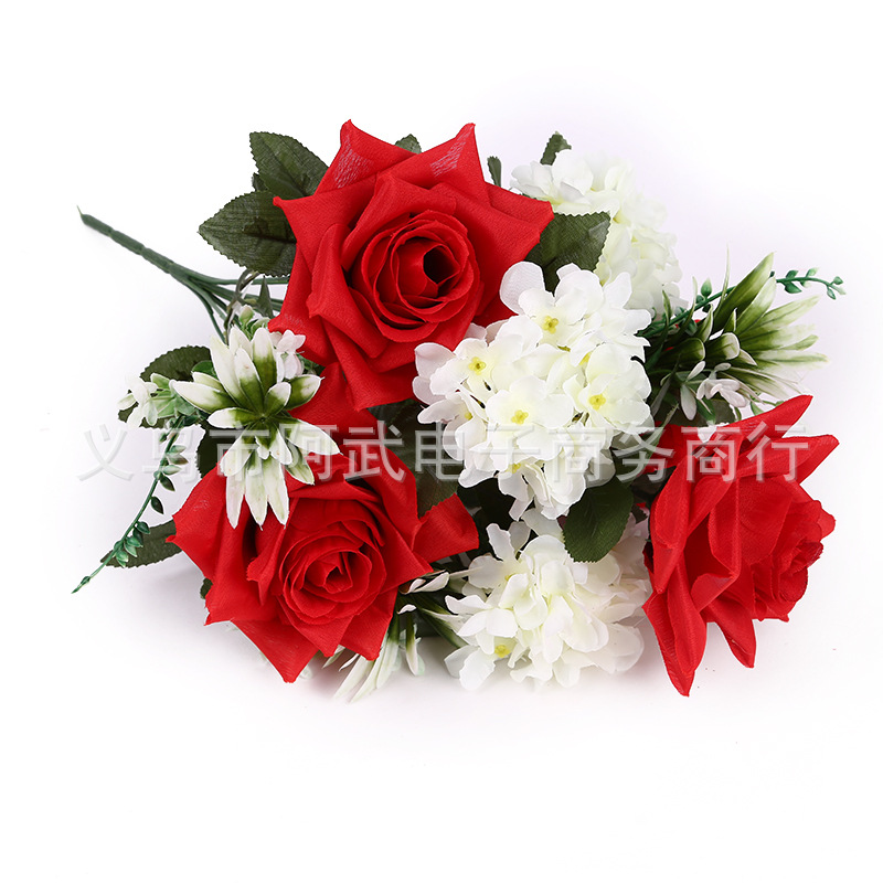 Source Wedding Home interior soft decoration flower arrangement flower bouquet wholesale 10-pronged rolled rose pic 9