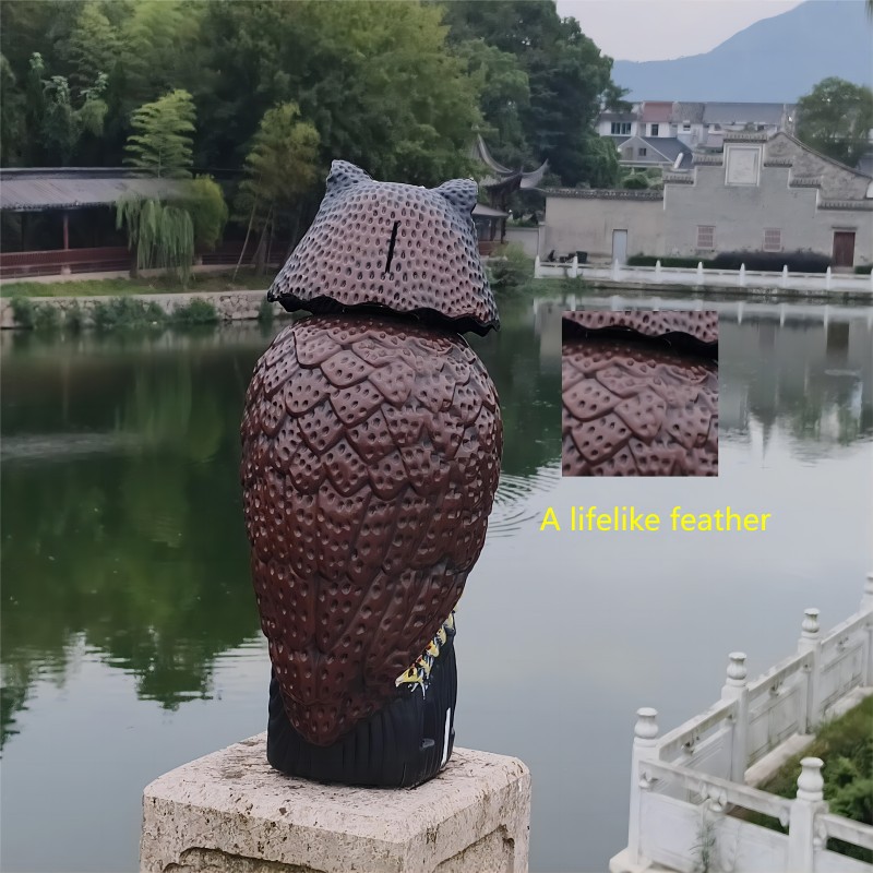 3-119感应影控发声电池款转头猫头鹰诱饵，电池款发声塑料猫头鹰雕像详情6