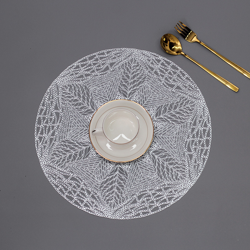 Womei European-style light luxury, fashionable, simple and elegant lace flower round hollowed-out table mat, INS style, fresh, waterproof, oil-resistant, anti-slip, heat-resistant, wear-resistant and heat-insulating table mat pic 15