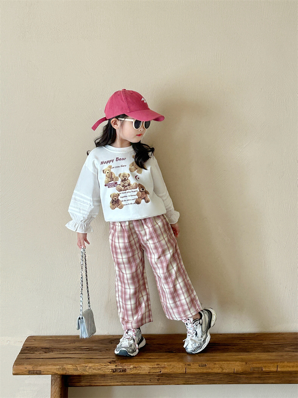 Otoño 2024 nueva chica dibujos animados oso casual sudadera versión coreana de los niños otoño vestido de bebé de aire patchwork top pic 4