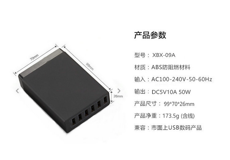 Factory wholesale 6USB travel chargers, multi-port mobile phone chargers, 6 ports of 10A fast charging heads for British, European and American standards pic 14