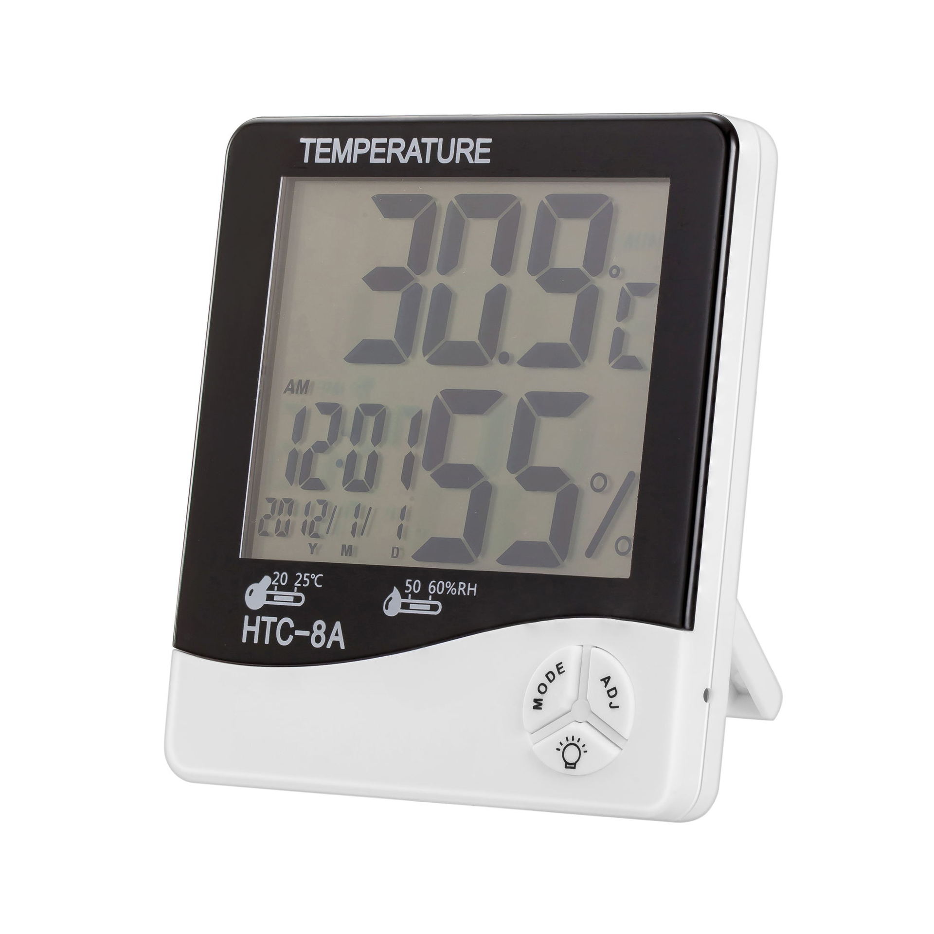 Household electronic temperature and humidity meter, digital thermometer with backlight calendar alarm clock, HTC-8A temperature and humidity meter pic 4
