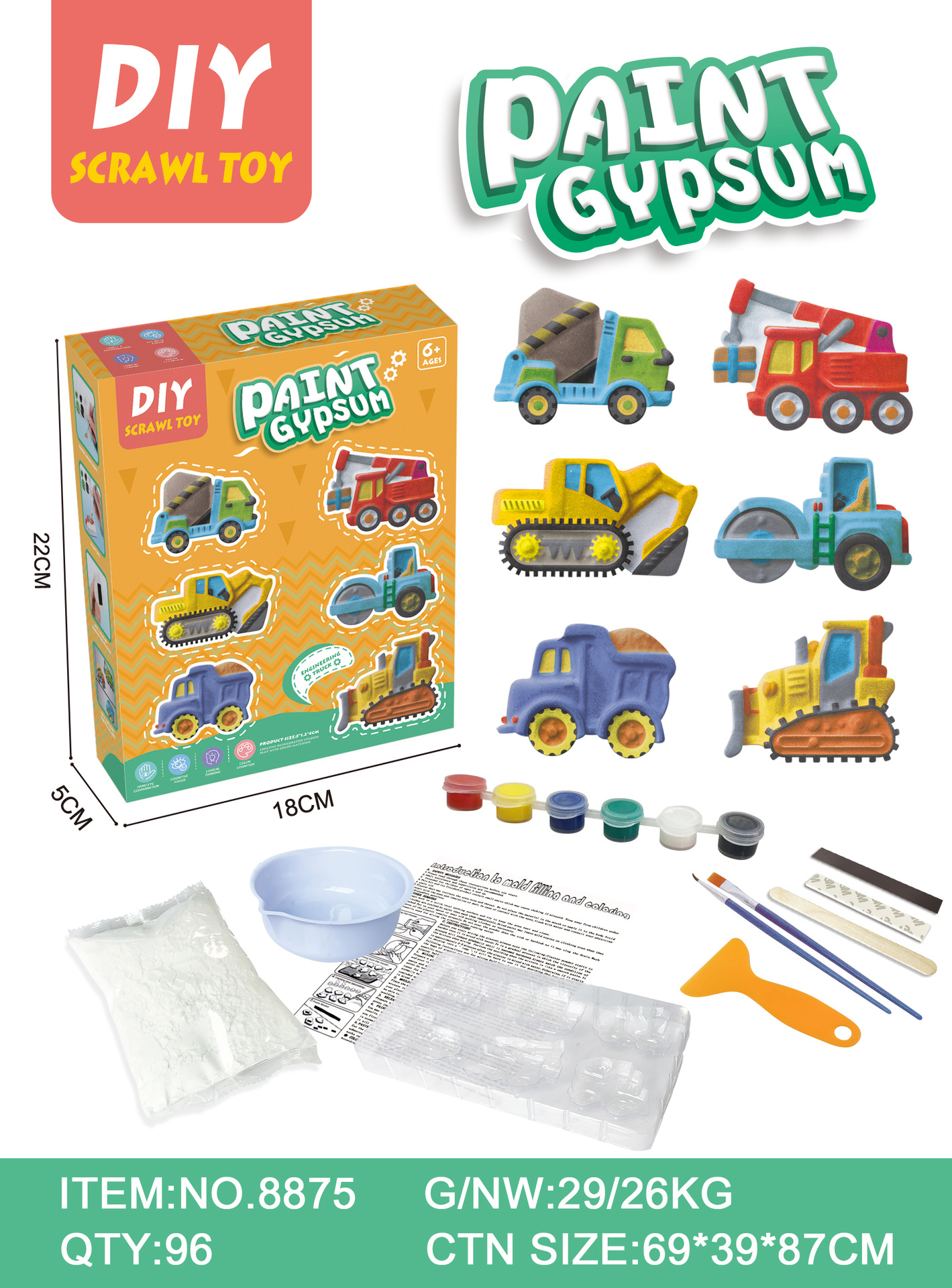 石膏彩绘艺术摆件儿童创意DIY手绘玩具礼物冰箱贴摆件地摊批发详情6