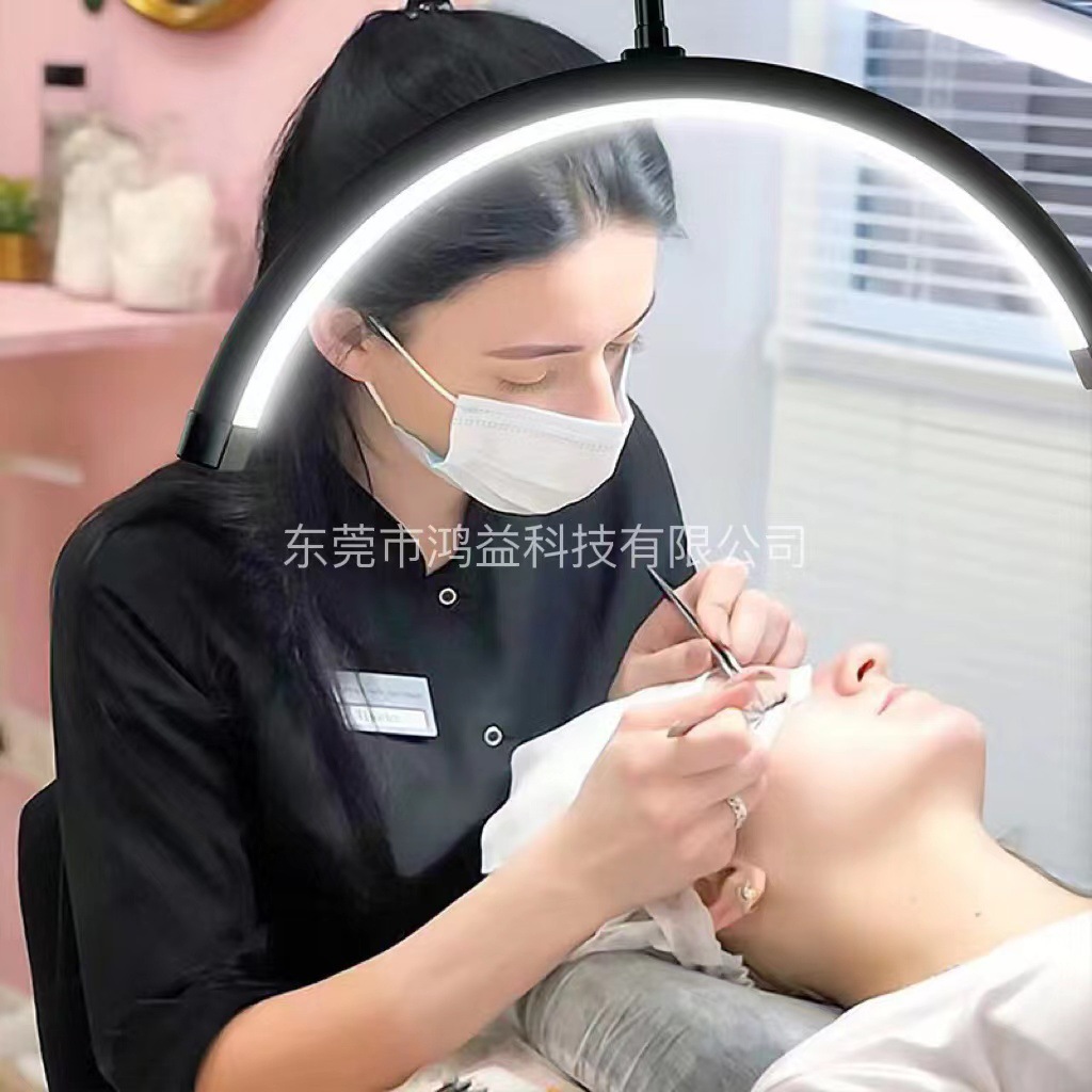 亚马逊半月美容灯 美甲纹绣美睫灯便携式LED纹眉灯U型落地补光灯详情8