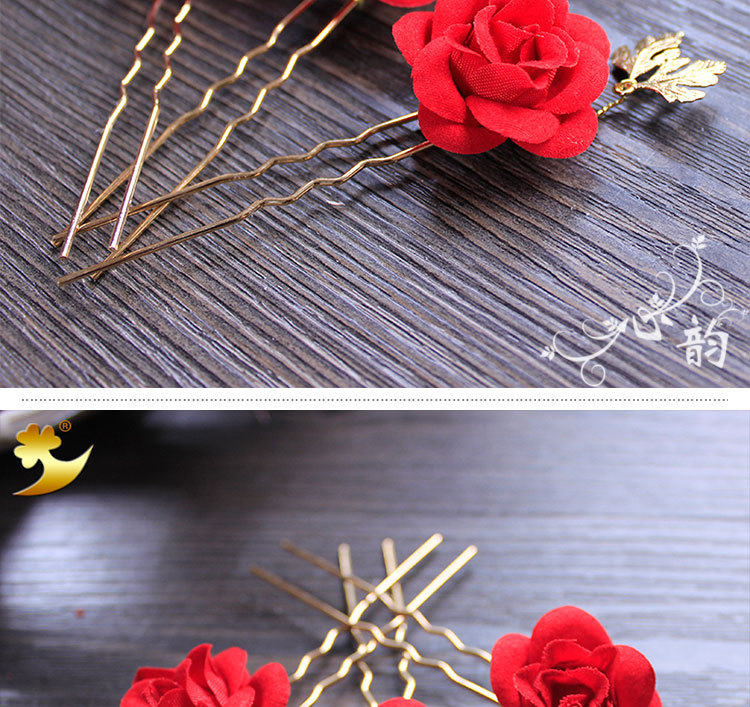 Direct sales of Japanese and Korean bride headwear, wedding gowns, rose U-shaped hairpins, flower hairpins, hair flowers and evening gowns wholesale pic 27