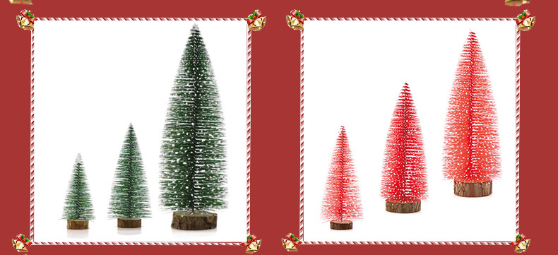 Mini snow-added Christmas tree, Christmas decoration, artificial wood base table, Christmas pine needle tree, Shengfa Factory direct supply pic 45