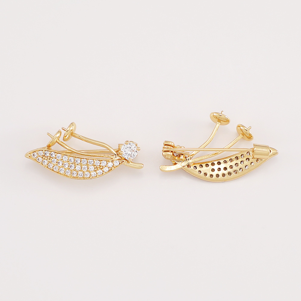 Copper-clad 18K gold micro-inlaid zircon brooch, butterfly and dragonfly Chinese knot DIY sweater chain pendant, pearl brooch and collar pin pic 9