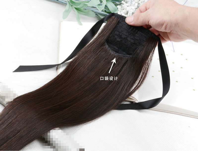 Velcro ponytail Nano Seamless long straight hair wig Ponytail Velcro wrap wig Straight hair ponytail pic 4