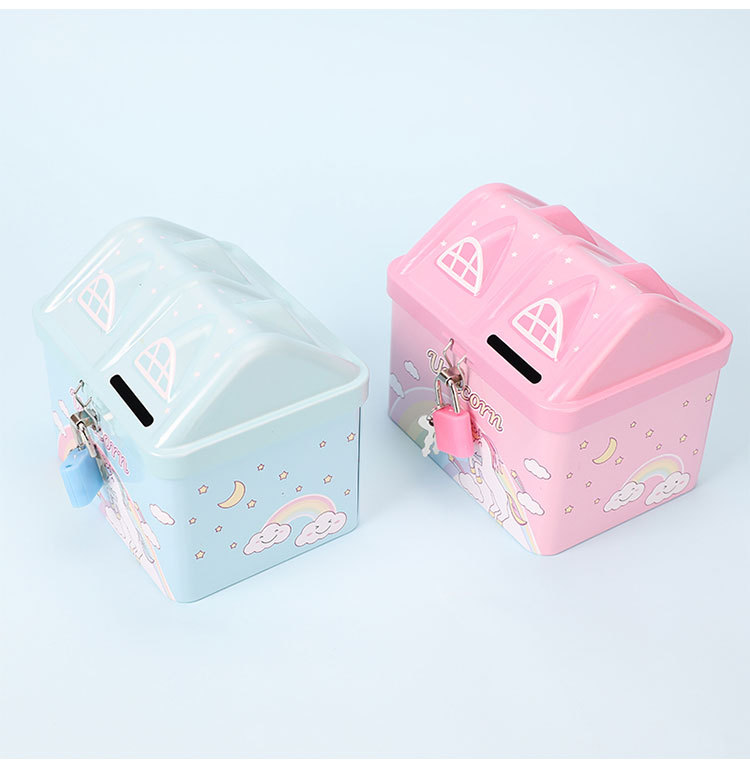 Cartoon house-shaped piggy bank, piggy bank for boys and girls, Kuromi pen case, book safe, birthday gift display pic 25