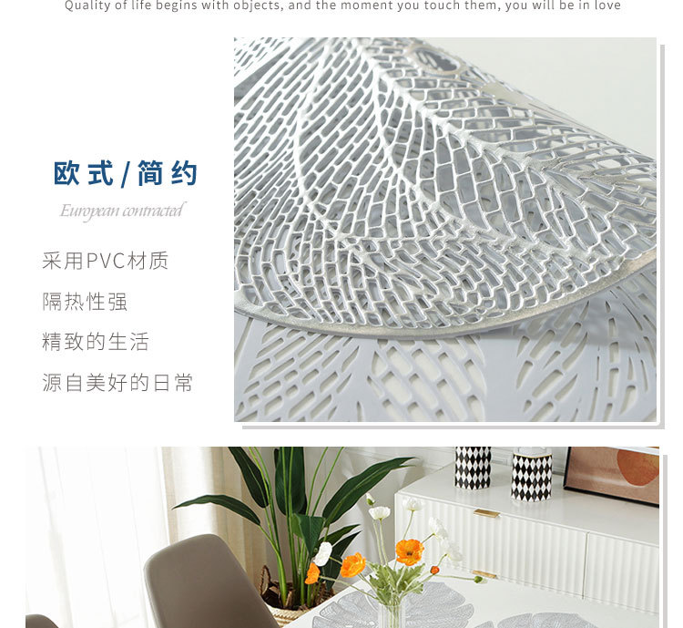 烫金餐垫pvc隔热垫创意款龟背叶西餐垫防烫隔热餐桌垫厂家直销详情6