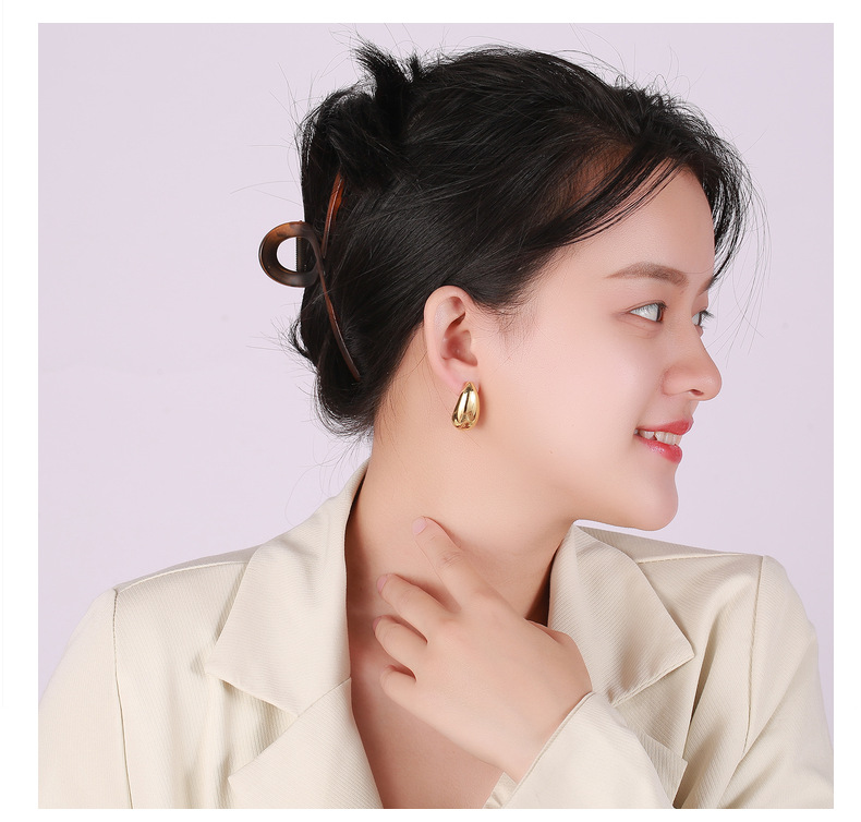 水滴状金色耳环欧美时尚法式新款女vintage耳饰中古饰品一件代发详情18