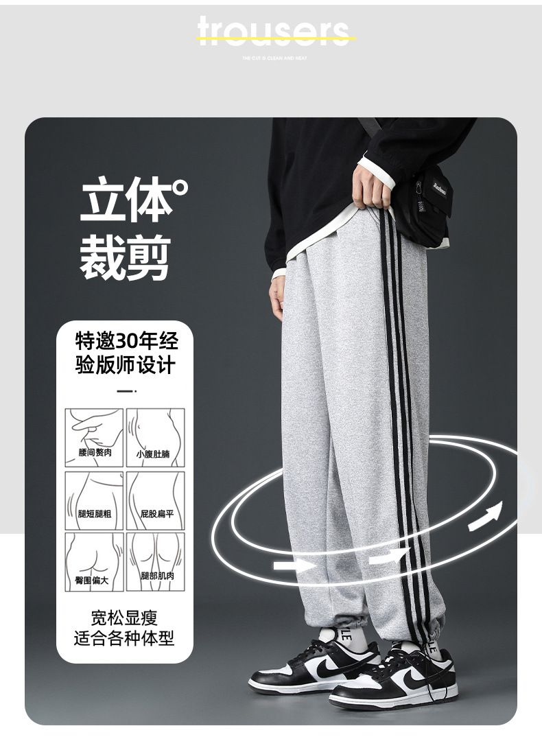 Waffle Casual pants for Men Spring/Autumn 2023 New trendy skinny sweatpants, drawstring loose sport pants for men pic 33