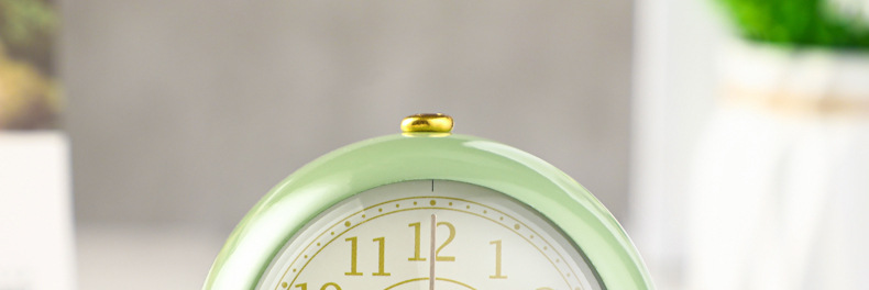 跨境热卖 创意闹钟圆环底座复古床头座钟静音带夜灯学生风闹钟详情12