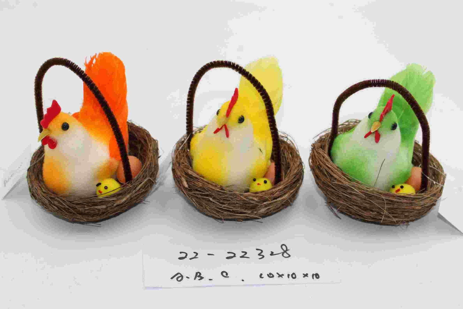 2023新款复活节草窝提篮哺鸡圆盘植绒鸡组造型不一款式多样可爱仿详情2