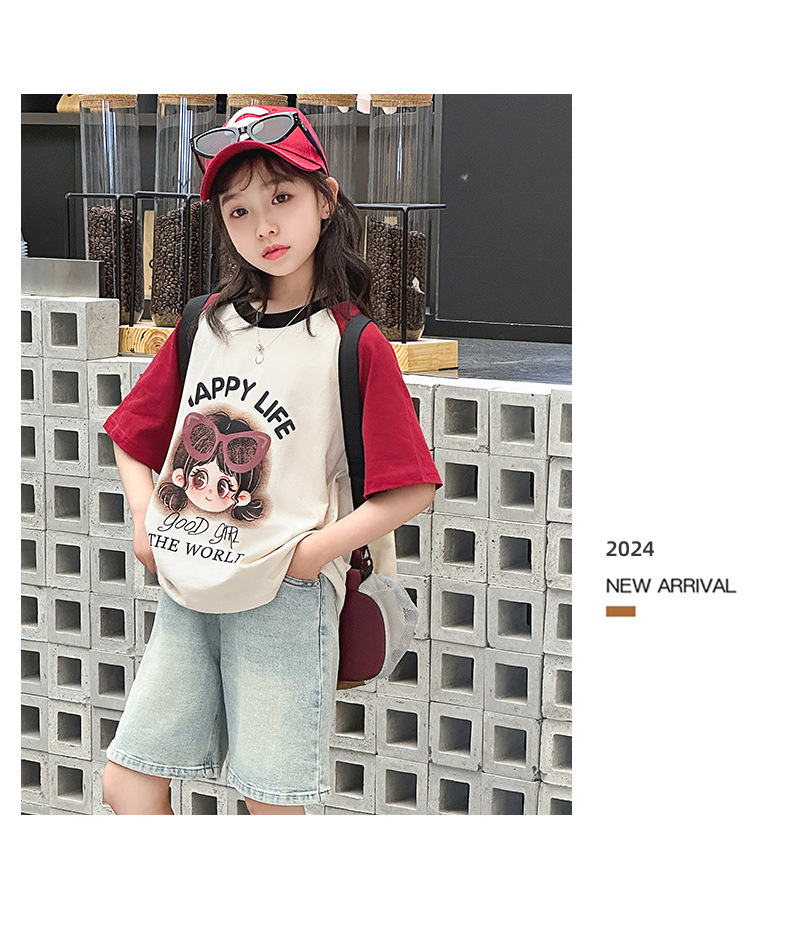 女童卡通T恤夏季2024新款女儿童纯棉上衣夏款中大童薄款短袖体恤详情12