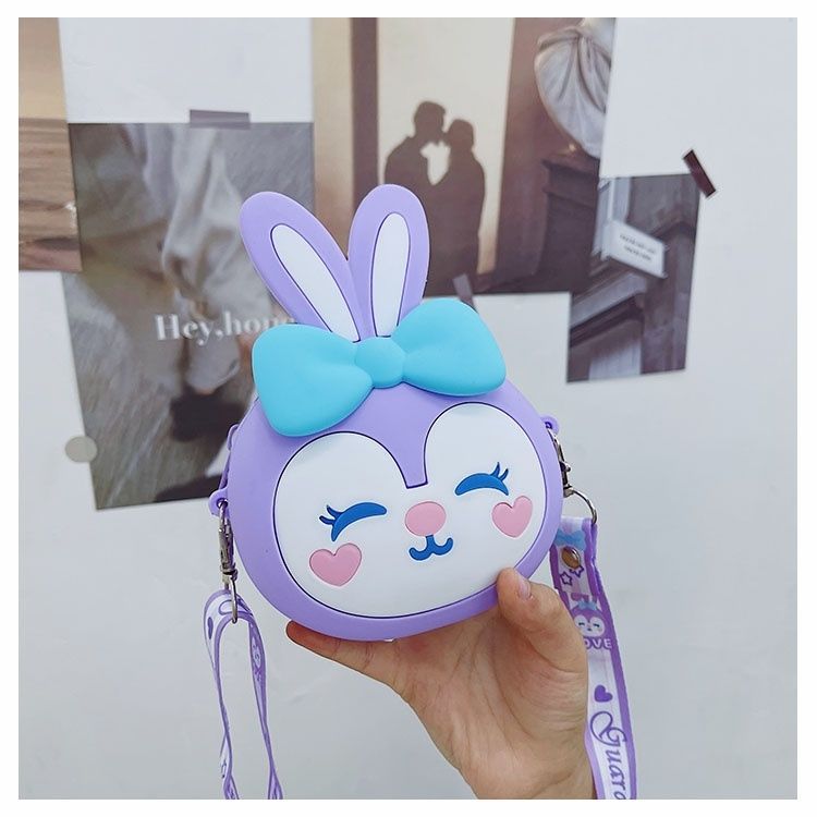 超萌可爱兔子女童包包2022年新款时尚儿童硅胶零钱包潮宝宝斜挎包详情7