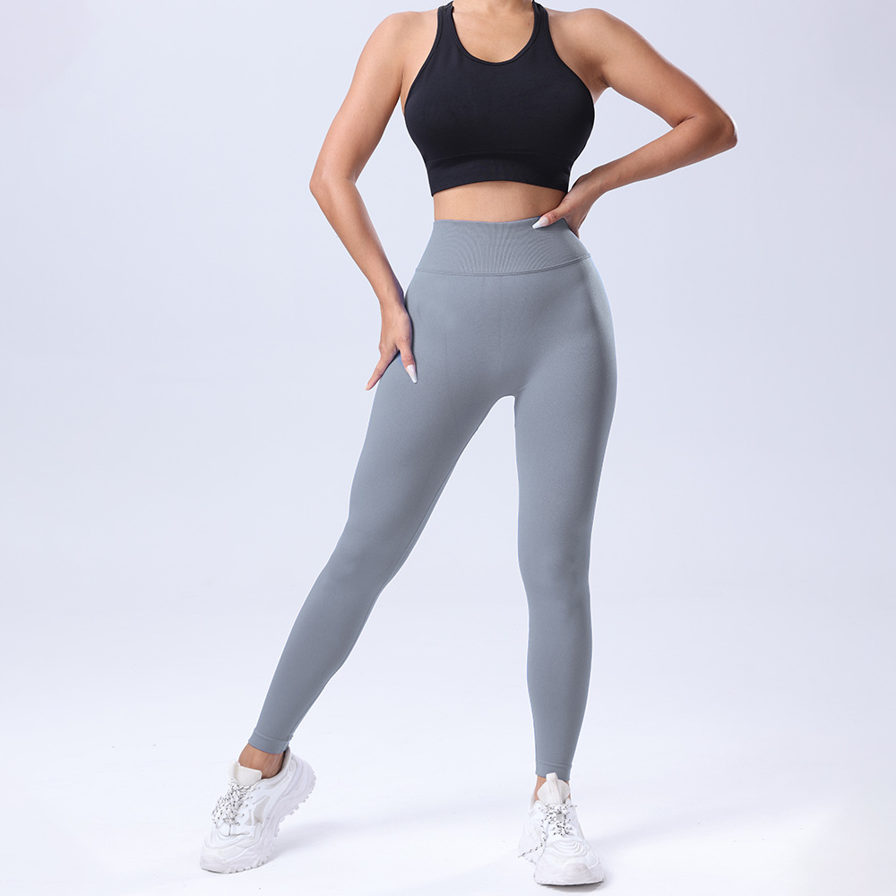 跨境欧美纯色无缝蜜桃翘臀高腰紧身V腰瑜伽裤运动跑步健身九分裤详情24